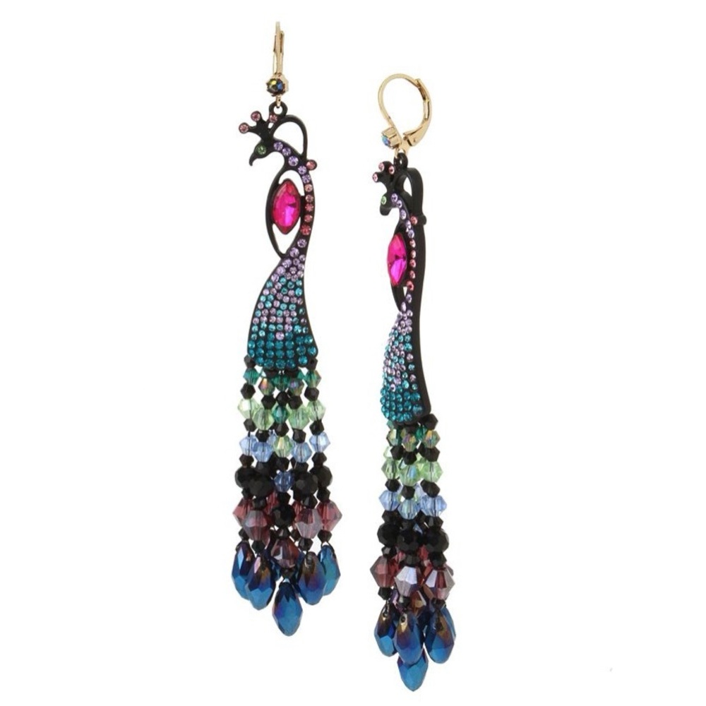 Betsey Johnson Peacock Chandelier Earrings